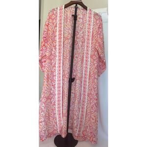 LOFT Beach Ikat Kimono Duster –Serenity Pink XS-S NWT Cover-Up Festival